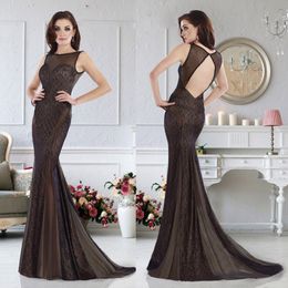 Elegant Janique Mermaid Mother of The Bride Dresses Jewel Sleeveless Hollow Lace Applique Wedding Guest Dress Sweep Train Evening Gowns