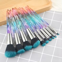 10pcs/set Makeup Brush Powder Blush Foundation Brushes Cosmetic Tool Crystal Handle Brush Make up Brush Kits