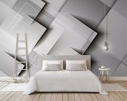 Beibehang Geometric gradient square wallpaper three-dimensional Grey bedroom TV background wall home decoration 3d wallpaper