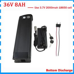 500W 36V 8AH silver fish Battery 36 Volt 8AH Lithium ebike battery with usb port 15A BMS 42V 2A Charger Free customs fee