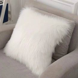 fluffy pillows cover long plush fur white cushions cover decorative pillows bed sofa super soft pillow case 45x45cm303l