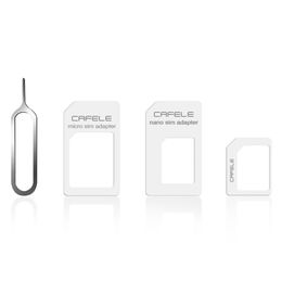 CAFELE 4 in 1 SIM Card Adapter Micro + Dual Nano Kit with Eject Pin