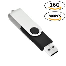 Bulk 800PCS 16GB USB Flash Drives Metal Rotating Memory Sticks Swivel USB Pen Drive Thumb Storage LED Indicator for Computer Laptop Tablet