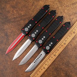 The new D2 blade double-edged aviation Aluminium straight handle fine jump knife automatic folding tactical camping practical mountaineering