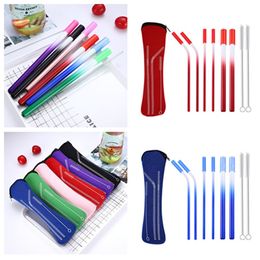 Portable 304 Metal Stainless Steel Straws Suit Creative reusable straws Paint with Silica Gel Head Drinking Straws Christmas T2I5366-1