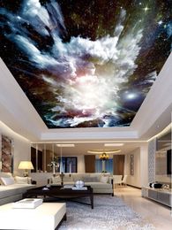 Custom Photo Zenith space cloud mural Ceiling Mural Paintings Living Room Ceiling Wallpaper Papel Pintado Pared