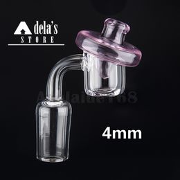 4mm Quartz Banger Nail + Clear UFO Carb Cap OD: 22mm Domeless Bangers Nails 10mm 14mm 18mm Male Female Water Pipe Dab Rig 350