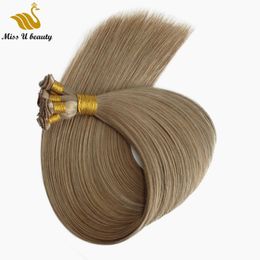 Remy Hair Extensions Double Drawn HairWeft Light Brown Mix Colour #12/#14 Hand Tied HairWeaves Virgin