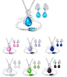 FASHION JEWELRY Angel Tears Austrian crystal jewelry sets for women girls High quality necklace bracelet earrings 3 pieces/set HJ235