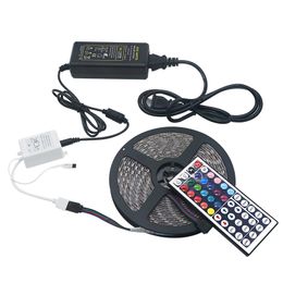 Full RGB LED Strip Kits SMD 5050 60LEDs 5M 300LEDs Waterproof RGB LED Strips with 44 key Remote Control + 12V 5A Power Supply