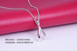 Wholesale-Hot 925 sterling silver Valentine's Day Gift New Brand Sweet Wish bone Pendant Chian Lady Men Charming Necklace wholesale