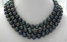 Hot sale 8-9mm black tahitian pearl necklace 48"