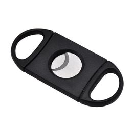 High Quality Black Plastic Handle Double Two 2 Stainless Steel Blade Cigar Cutter Scissor Scissors Cutters Pocket