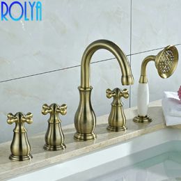 ROLYA Premium Bronze Bath Shower Mixer Tap Solid Brass Vintage Roman Bathtub Faucet Trim Filler