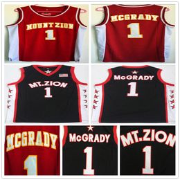 NCAA Mount Zion Christian High School Tracy #1 McGrady Jersey Black Red Black Red Stitched MT.ZionT-MAC Basketball Jersey Shirts