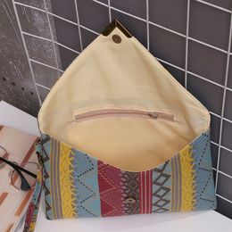 Designer-Women Envelope Clutch Handbag Purses Canvas Tote Handbag Geometric Pattern Bohemian Lady Embroided National Evening Bag