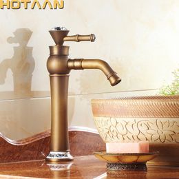 Free shipping Contemporary Concise Bathroom Faucet Antique bronze finish Brass Basin Sink Faucet Single Handle water taps YT5089