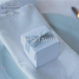 30PCS 2inch Square White Candy Boxes Wedding Favours Anniversary Party Sweet Package Chocolate Holder Birthday Table Reception Decors Supplie