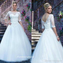 2019 Elegant Country Style Arabic Wedding Dress A-line Backless Lace Long Women Bridal Gown Plus Size Custom Made Vestido De Noiva Longo