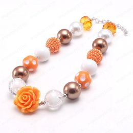 Newest fashion flower beads diy bubblegum necklace for baby kids Jewellery chunky pearl chain necklace children gift