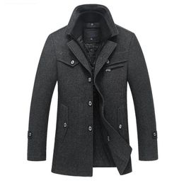 New Winter Wool Coat Slim Fit Jackets Mens Casual Warm Outerwear Jacket and coat Men Pea Coat Size M-4XL DROP SHIPPING CJ191205