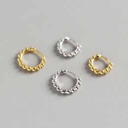Fine Jewellery Simple Silver Gold Round Earring 100% 925 Sterling Silver Small Round Beads Hoop Earrings for Women