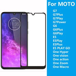 Full Cover Full GLUE Tempered GlASS For MOTO G7 G7Plus Play Power G6 PLUS PALY E5 PLAY GO One Hyper vision action Zoom One Macro