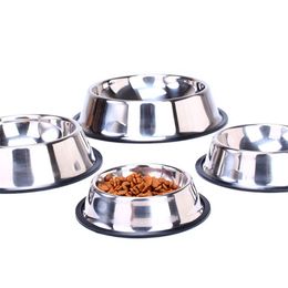 Stainless Steel Dog Cat Bowls Splash-proof Pet Food Water Feeder For Dog Puppy Cats Pets Supplies Feeding Dishes yq00981