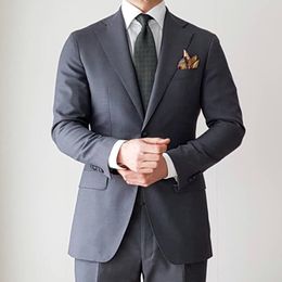 Grey Wedding Tuxedos 2019 Two-Button Groom Suit Set Groomsman Suit Wedding Party Business Suit (Jacket+Pants+Tie) Custom Made