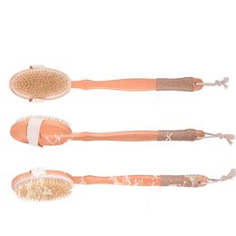 hot wood bristle brush Long handle detachable dual purpose back rubbing bath brush full body massage brush cleaning T2I51034