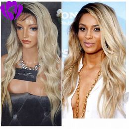 Black Ash Blonde Synthetic Lace Front Wig Body Wave Heat Resistant Fibre For Black Women Cosplay Long Wig