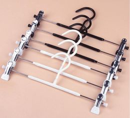 Metal Clothes Hangers White Black Clip Stand Hanger Pants Skirt Kid Adult Clothing Anti-skidding Free Shipping SN2737