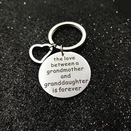 Personalized Custom Heart Pendant 'The Love Between a Grandmother and Granddaughter is Forever 'Round Key ring