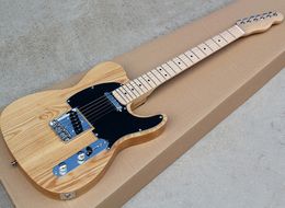 Natural Wood Colour Electric Guitar with Ash Body,Maple Fretboard,Two Styles Available,Can be Customised as request