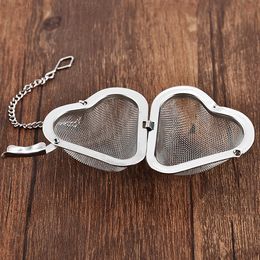 Stainless Steel Reticular Heart Shape Tea Strainer Tea Infuser Silvery Home Practical Hook Season Packet WB219