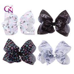 hair bow supply UK - 2018 Newest 8 Inch Hair Bows Star Paint Splatter Big Bow Child Hair Clip For Teens Party Supply