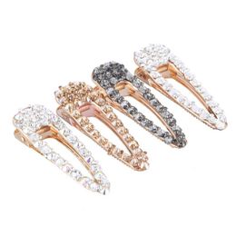 4pcs/lot Ladies Rhinestone Hair Clips Bling Crystal Wedding Duck Bill Alligator Clip Hair Accessories for Women Girls 4 Colours