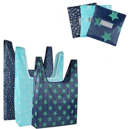 1PCS Creative waterproof bag Eco Friendly Storage Handbag Foldable Usable Shopping Bags Reusable portable Grocery Nylon Large Bag Pure Colour
