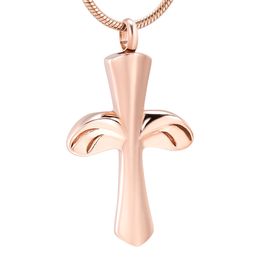 LKJ9976 Unique Design Cross Cremation Jewellery Rose Gold Colour Memorial Urn Ashes Holder Keepsake Jewellery FOR Men Women