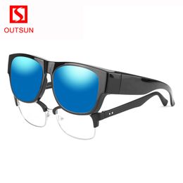 OUTSUN Brand Oversized Prescription Sunglasses Polarised for Men Women Fit Over Wear Over Mirrored Driving Sun Glasses 2020 CX200706