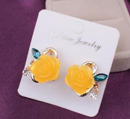 Hot Style European and American popular decoration rose flower ear stud earrings fashion classic refined elegance
