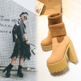 Autumn Boots Women's Rubber Shoes Rain Chunky Heel Booties Ladies Lace Up Bootee Woman 2019 Low Heels booties