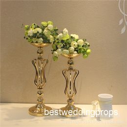 elegant Tall New Arrival ! Gold Metal Vase, sliver mental Flower Vase, Royal back Trumpet Vase For Decoration best0844