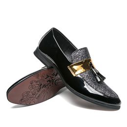 Hot Sale-Italian Tassel Business Men Loafers Shoes Leather Elegant Formal Dress Flats Oxford Shoes Designer Office Footwear