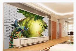 3D Custom wall papers home decor photo wallpaper 3D Secret Garden Peacock Deer Living Room TV Background Mural wallpaper for walls 3d