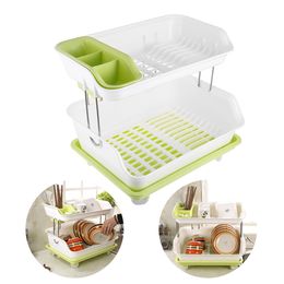 Double Layer Kitchen Dishes Draining Rack