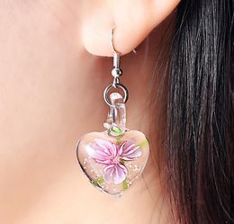 Fashion-popular Murano glass creative heart shaped luminous earrings ladies dress up jewelry free shipping