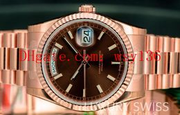 Luxury High Quality Topselling Men's Date Watch 36mm Day-Date 118235 18K Rose Gold Chocolate Brown Dial Movement Automatic Mens Watches