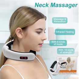 Electric Pulse Neck Head Massager Cervical Vertebra Impulse Massage Physiotherapeutic Acupuncture Magnetic Therapy Relief Pain Tool free ship