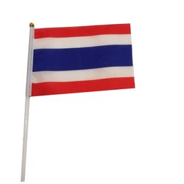 Thailand Flag 21X14 cm Polyester hand waving flags Thailand Country Banner With Plastic Flagpoles